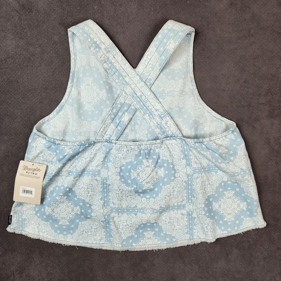 Wrangler Retro Americana Rodeo Raw Hem Cross Back Tank Top Large‎ Blue Bandana - Picture 3 of 10